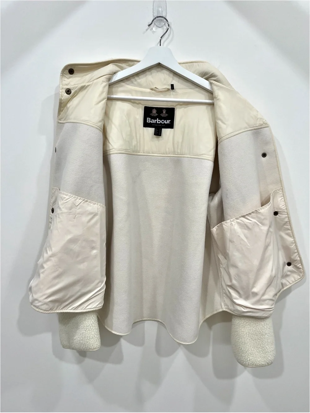 Barbour Aspen Sherpa Fleece Quilted Jacket Winter Pearl Cream Women’s 14